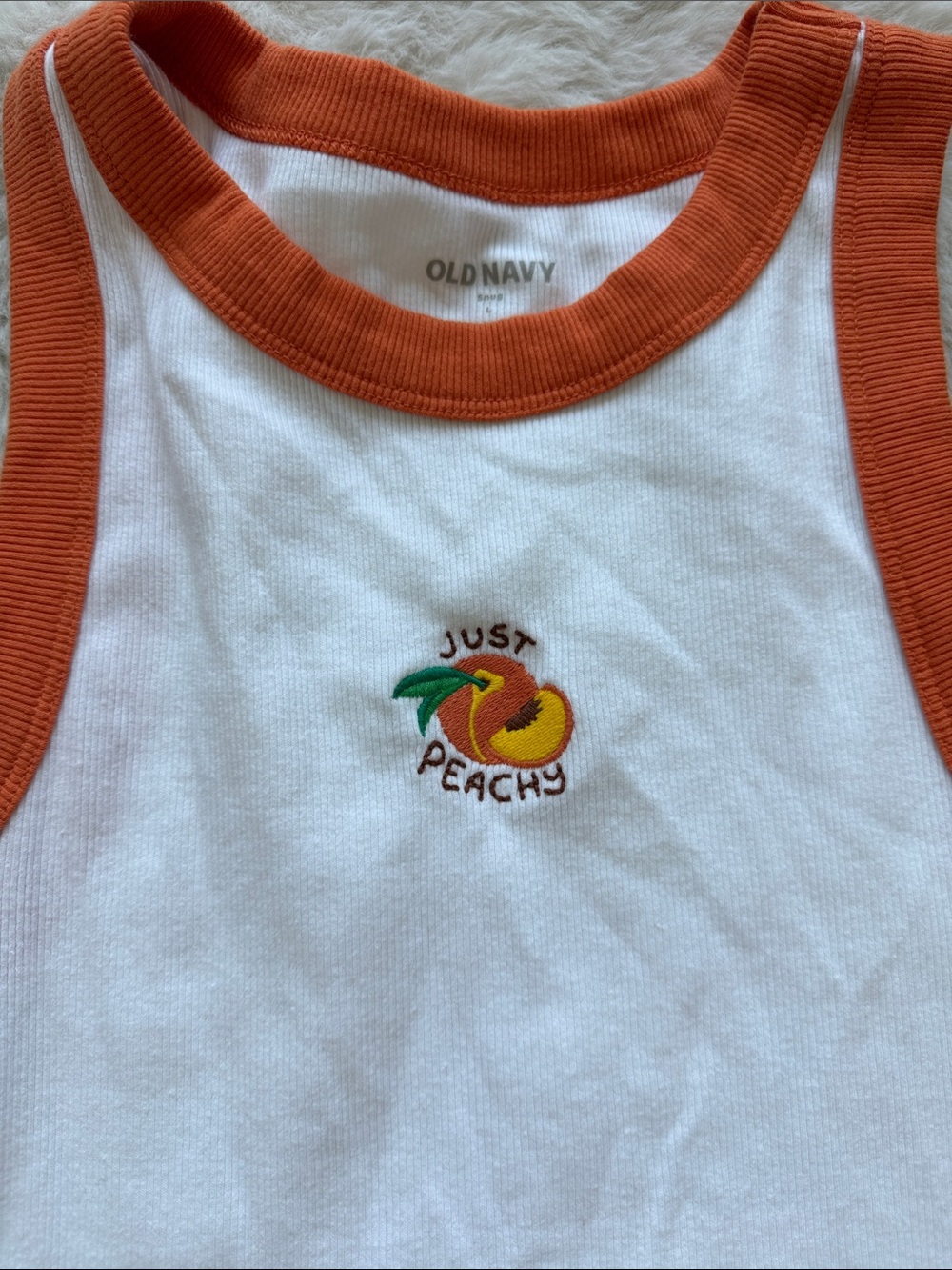 Old Navy White & Orange 'Just Peachy' Tank Top - Picture 2 of 3